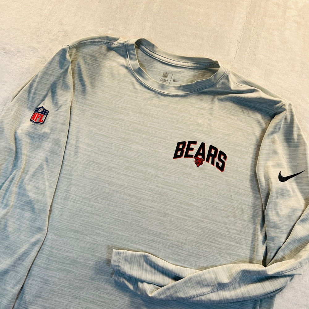 Nike Chicago Bears NFL Onfield Dri-FIT Long Sleeve Shirt Gray Mens XL